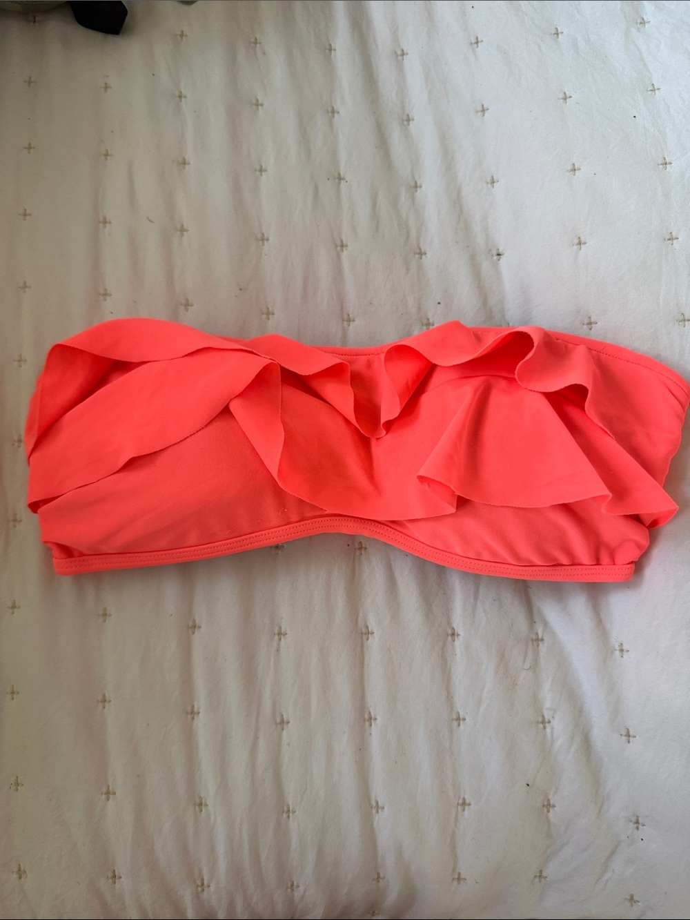 Xhilaration Neon Coral Ruffle Bandeau Bikini Top